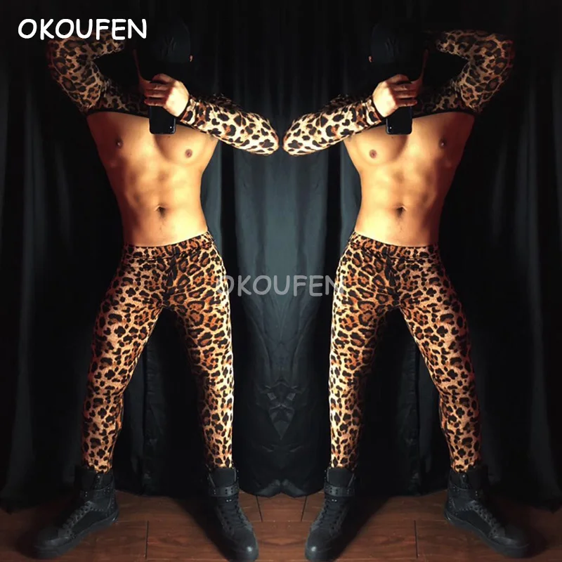 Мужской Леопардовый Костюм DS half костюм для ночного клуба и вечеринки