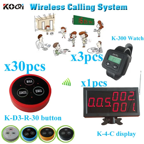 Электронная система обслуживания вызовов с монитором звонок часы-пейджер (1