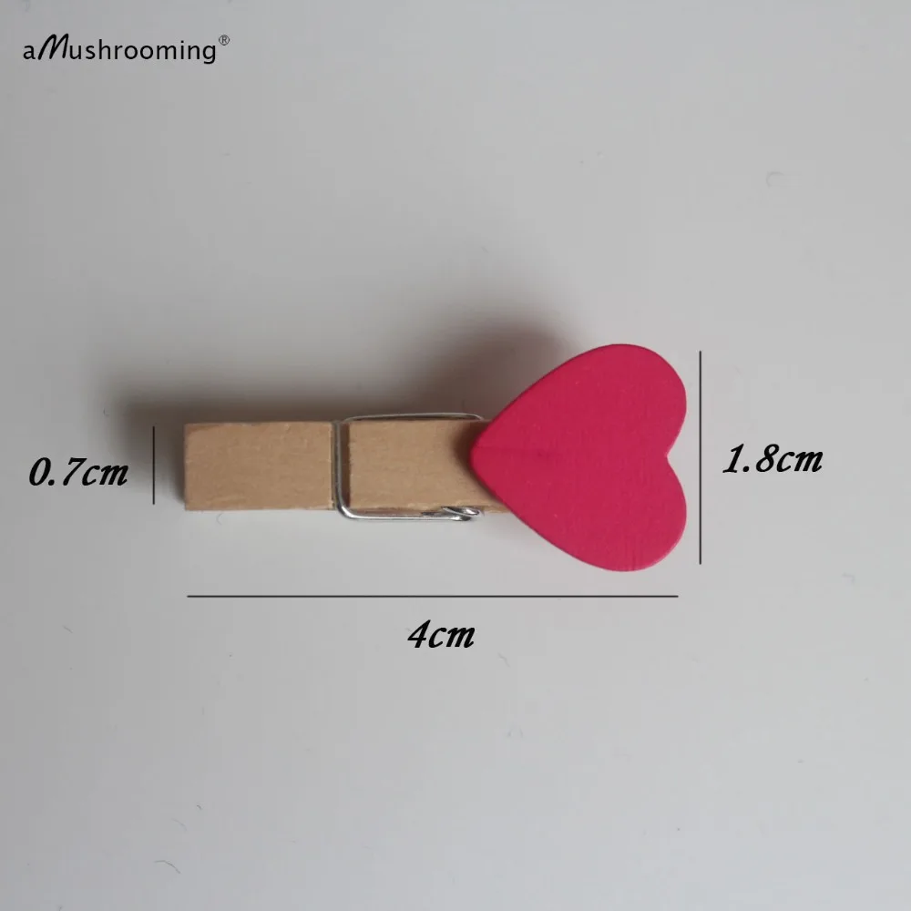 

20pcs Handmade Hot Pink Love Heart Wooden Mini Clothespins Party Photo Banner Clips Wedding Bridal Shower Favor Paper Bag Clips