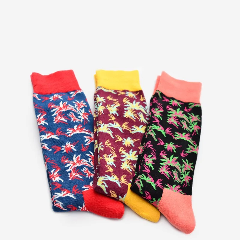 [COSPLACOOL] Креативные счастливые мужские носки унисекс цветные цветы новинка хлопок