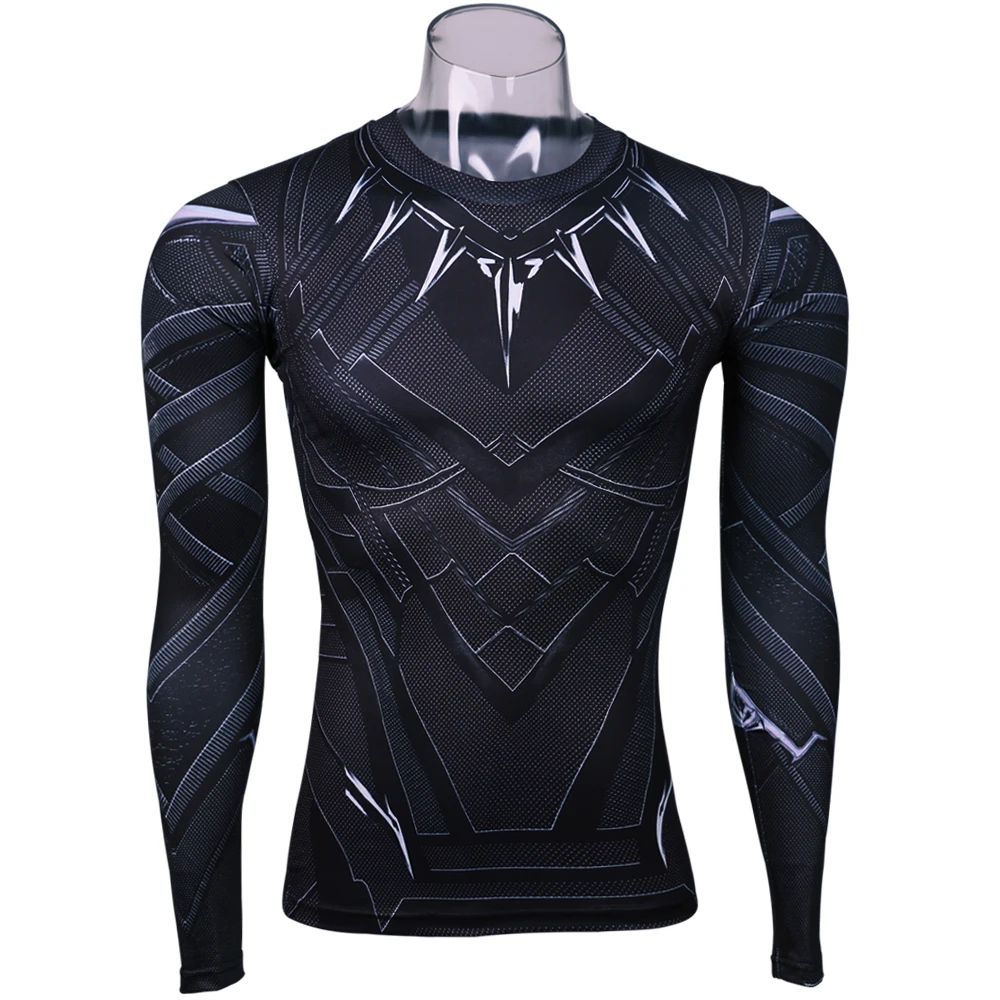 Black Panther 3D Printed T-shirts Captain America Civil War Tee Long Sleeve Cosplay Halloween Costumes Compression Tops Male For |