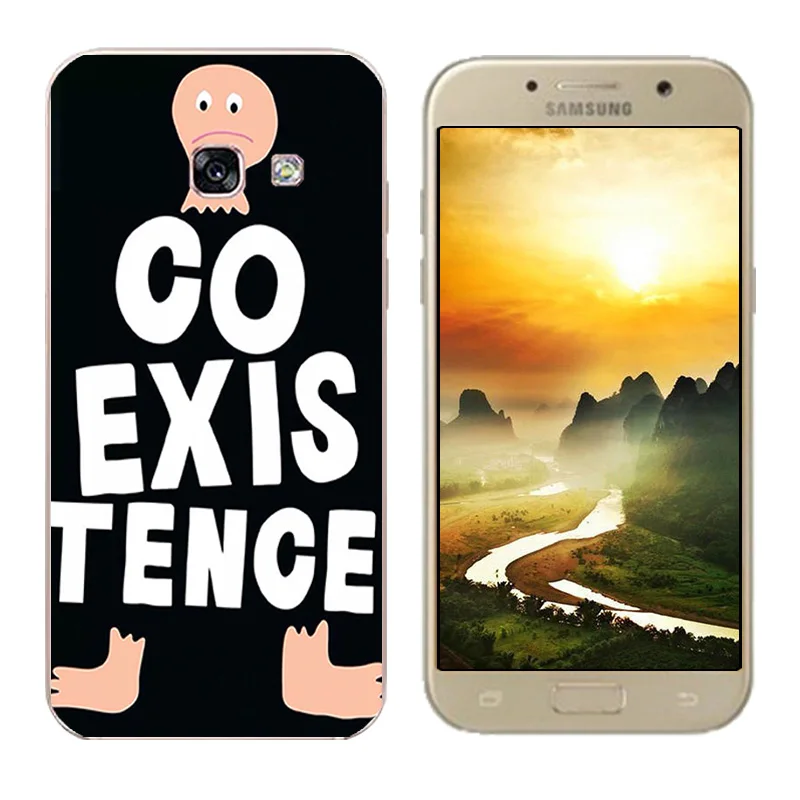 Для Samsung Galaxy A3 2017 чехол для телефона мягкий TPU силиконовый черный с буквенным