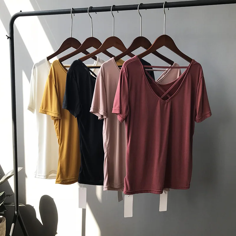 2018 новый летний узор короткий рукав женщина шею сзади пересечение bts harajuku