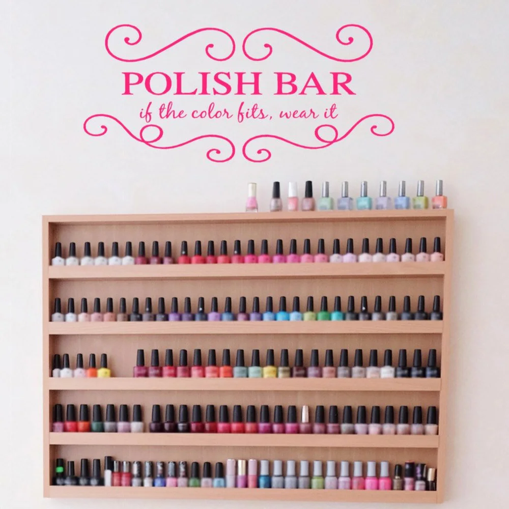 Nails Art Виниловые наклейки на стену для салонов красоты и маникюра Съемный Настенный декор для гостиной и спальни F916