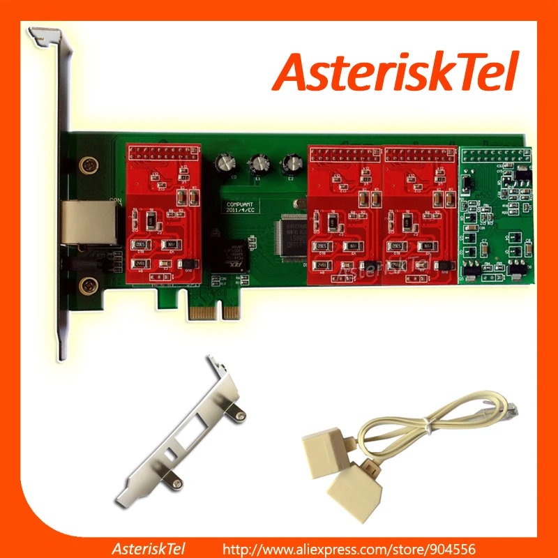 Карта карта памяти Asterisk 4 порт FXS/FXO с низким профилем для 2U поддерживает Issabel freepbx