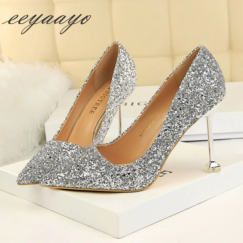 Женские свадебные туфли лодочки на высоком тонком каблуке с острым носком