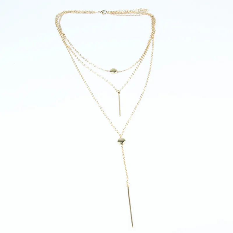 2017 Модные женские ожерелья и подвески из сплава 3-слойное ожерелье с кисточками