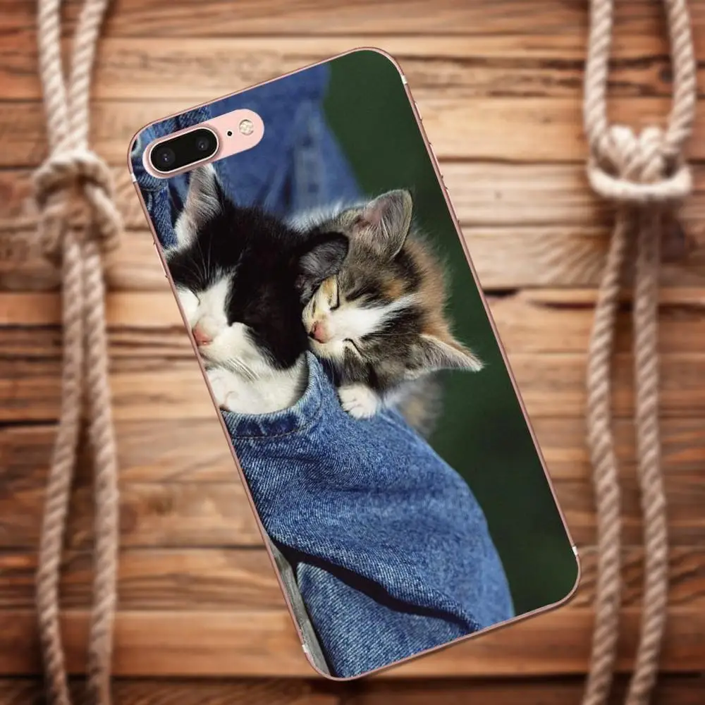 Vvcqod сонный котенка для Apple IPhone X 4 4S 5 5C 5S SE 6 S 7 8 Plus Moto G G2 G3 мягкий из термопластика