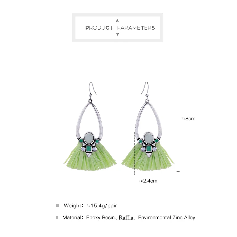 Женские серьги-кисточки Uer новый дизайн висячие серьги с бахромой из зеленого