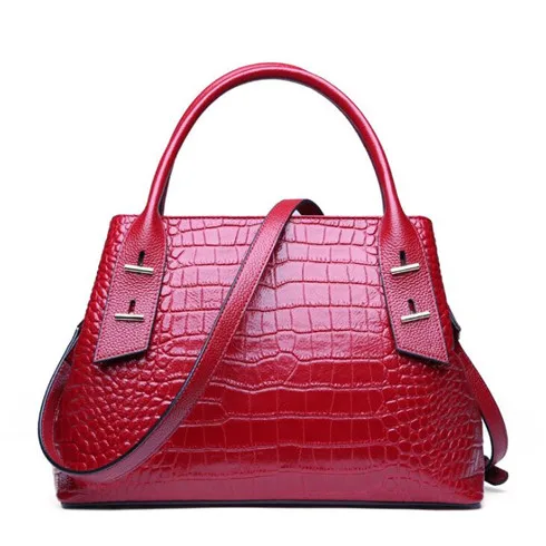 Red FoxTail& Lily бренд Для женщин из коровьей кожи с крокодиловым узором сумочки роскошные дизайнерские сумки через плечо Элегантная Дамская сумка Курьерские сумки - Цвет: Red