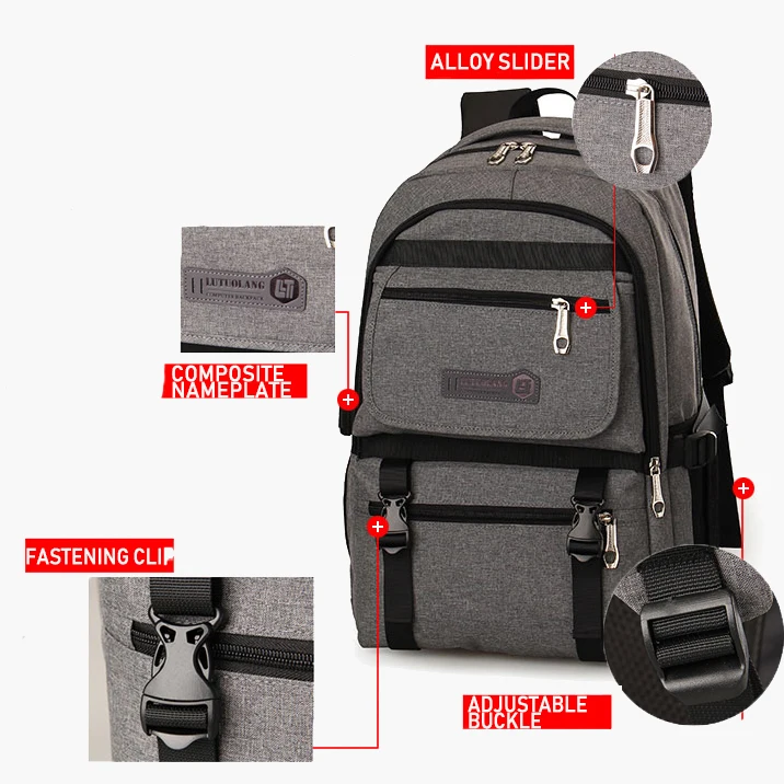 Модный рюкзак мужской однотонный для ноутбука деловой Новый Прочный дорожный