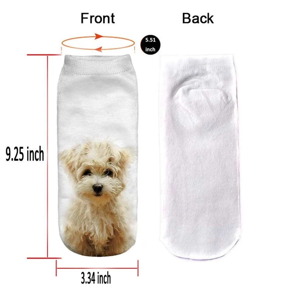 Носки с забавными животными модные дизайнерские короткие носки 3D принтом в виде