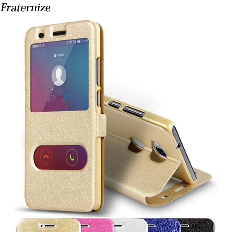 Умный кожаный флип чехол с окошком для huawei P7 P8 P9 P10 Lite Plus mate 7 8 9 S 10 P Smart Y3 Y5 II Y6
