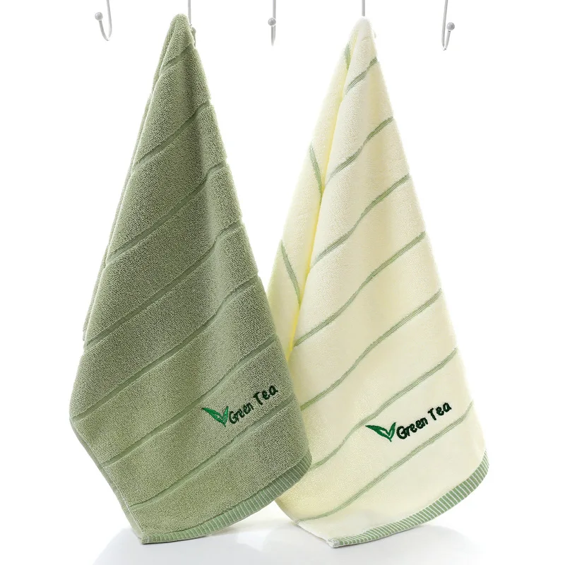 DIMI Adults toalha Face Hand Towels Bathroom Camping Yoga Towel 2PCS/lot New Super Soft Striped Green Tea Terry Towels