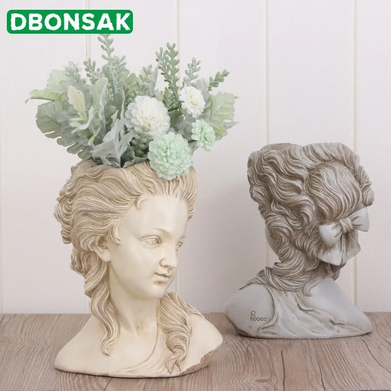 1 шт., цветочный горшок для суккулентов, голова элегантной греческой богини, бонсай, садовые горшки, ручная работа, домашний декор для рабочего стола