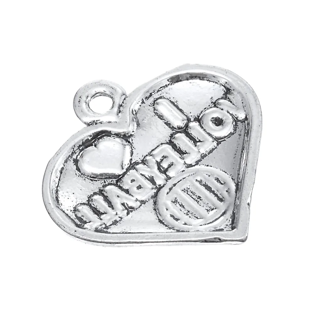 

my shape Antique Silver Plated I Loce Volleyball Heart Shaped Charms Sports Pendants Jewelry Making Charms diy Bulk Lots 20pcs