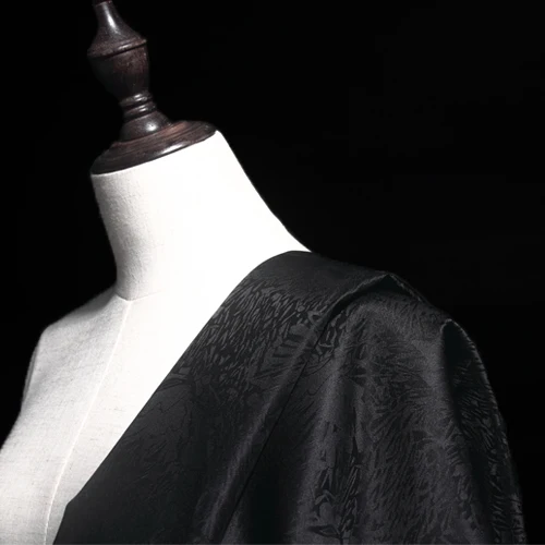 112 см черная шелковая ткань искусственная органза жаккардовая оптовая продажа