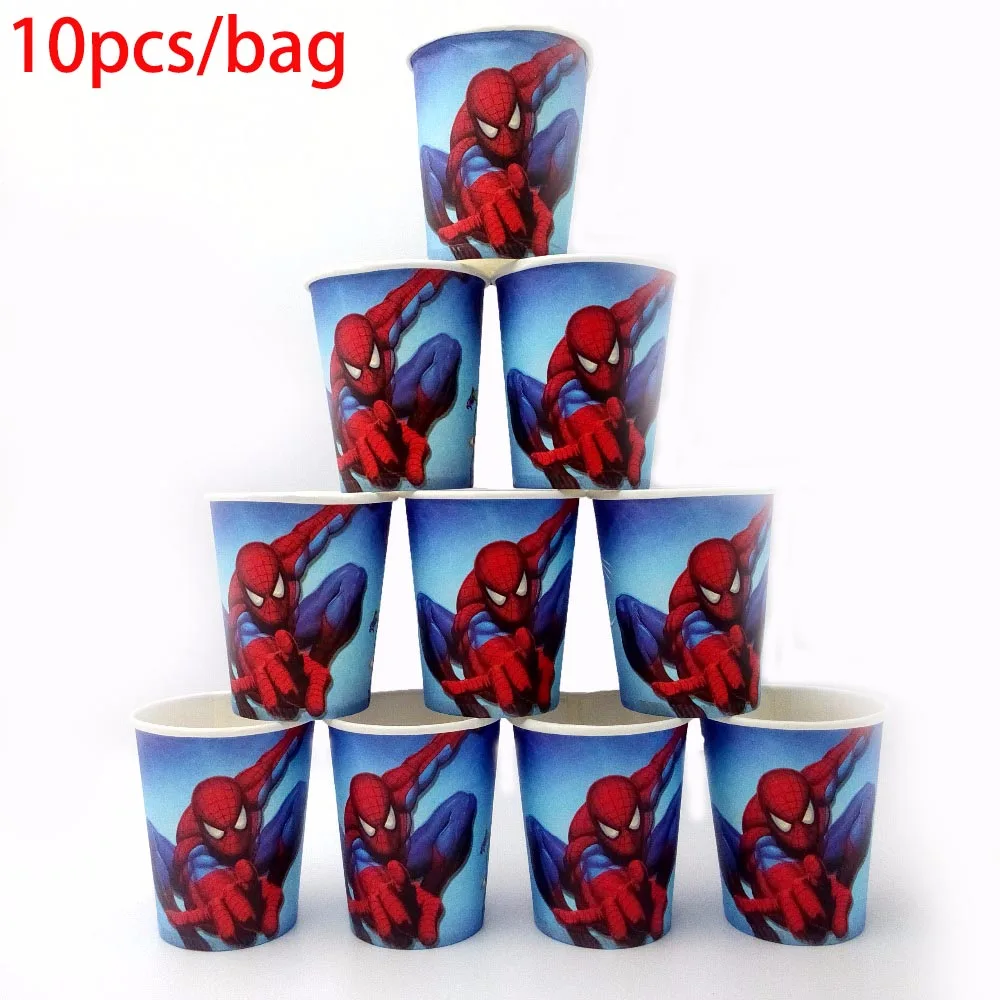 cups 10pcs 10 шт Вечерние принадлежности с человеком-пауком, вечерние одноразовые украшения, посуда для питья, соломки для дней рождения вечерние с человеком-пауком - Цвет: cups 10pcs