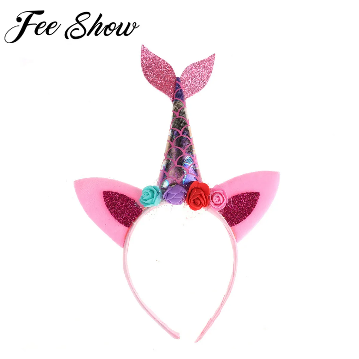 Блестящий костюм русалки для косплея на Хэллоуин повязка голову с героями