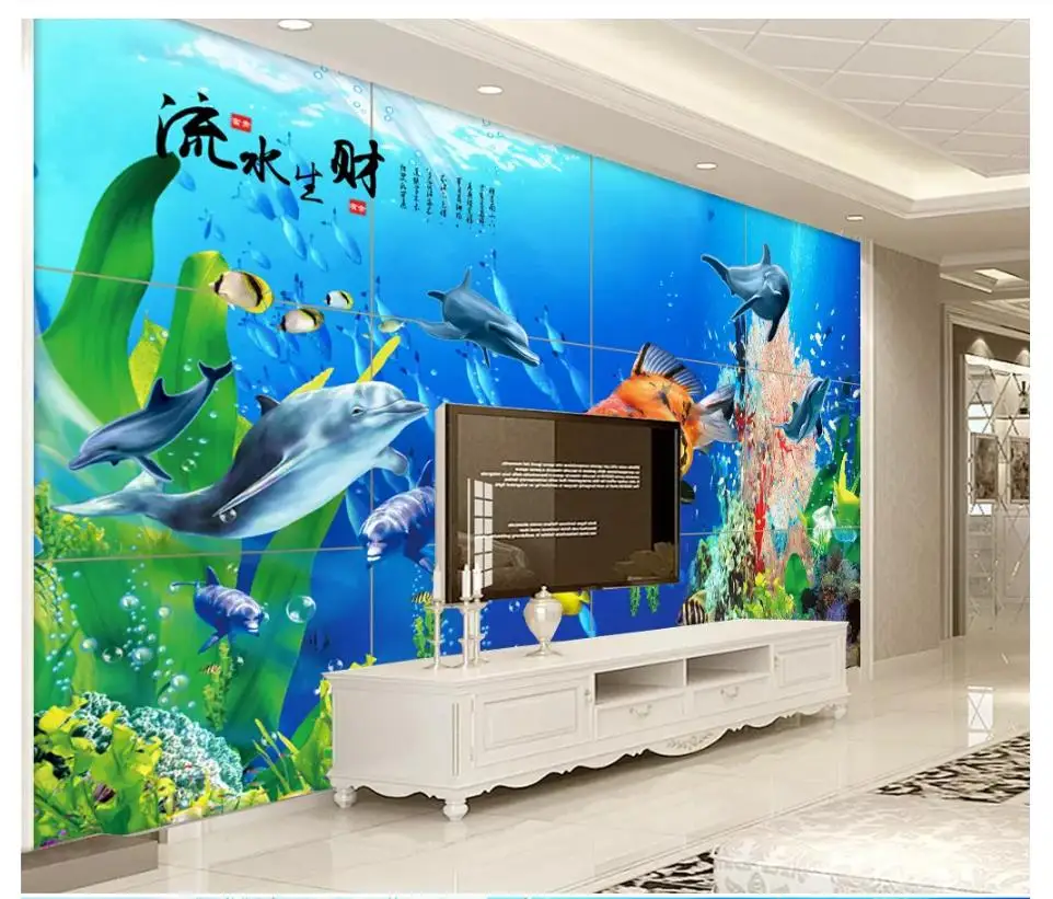 

Custom photo wallpaper 3d wallpaper for walls 3 d Beautiful underwater world dolphin decoration painting wall papers home decor