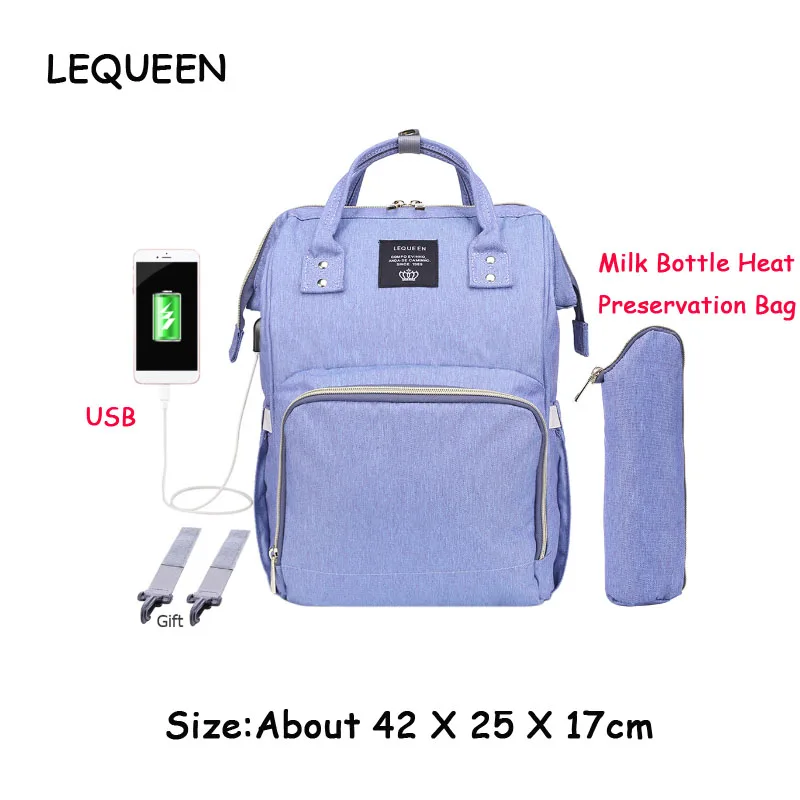 254552.06 LEQUEEN USB Водонепроницаемая сумка для подгузников, usb зарядка, большие рюкзаки для кормящих мам, сумка для подгузников, бренд bolsa maternidade - Цвет: 254552.06