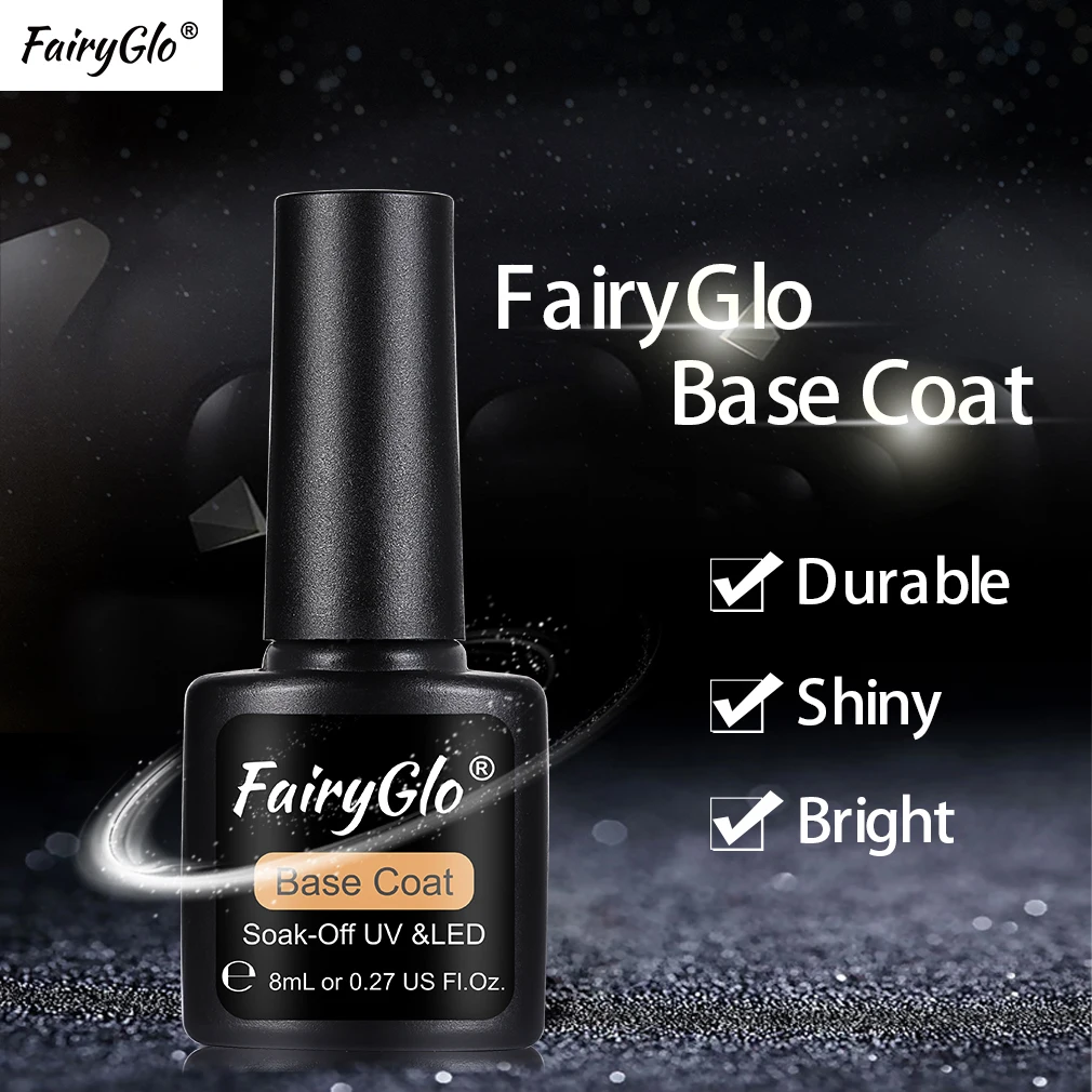Гель лак для ногтей FairyGlo 8 мл основа не чистится верхнее покрытие гель грунтовка