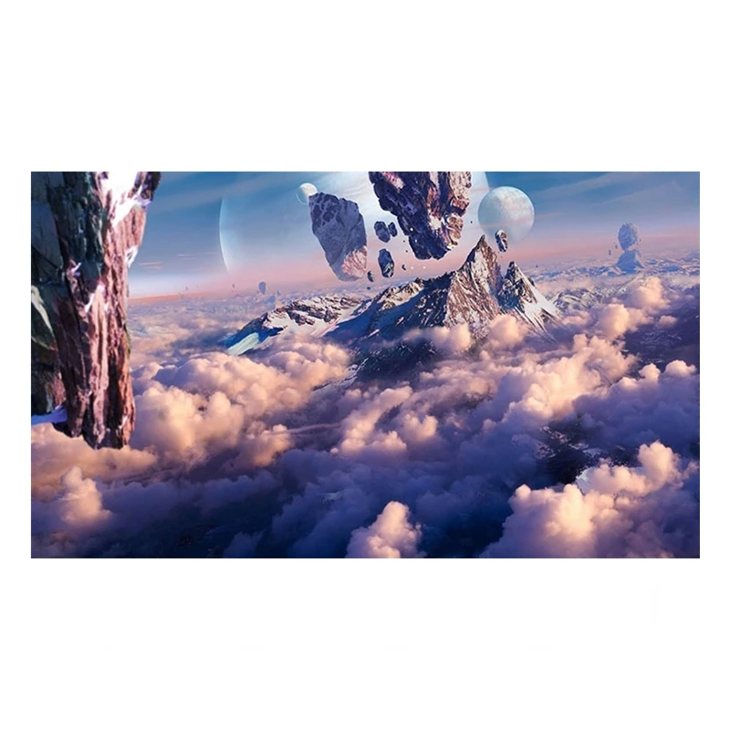 Wall Art Poster Home Decor Canvas Frame 1 Piece Floating Mountains Above The Clouds Pictures Prints Fantasy Planet Sky Paintings | Дом и сад