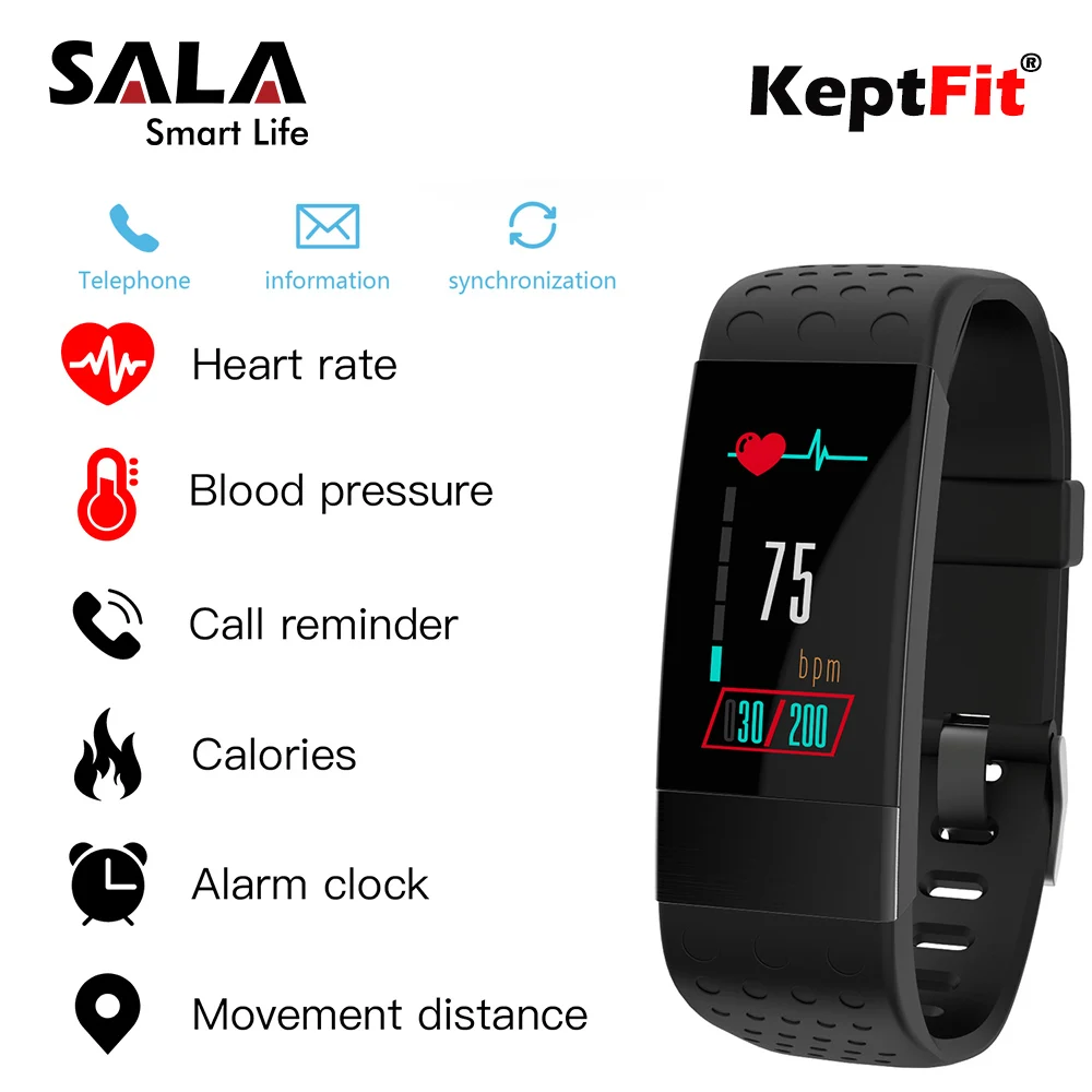 Смарт браслет Keptfit фитнес трекер цветной OLED монитор кровяного давления для сна IP67