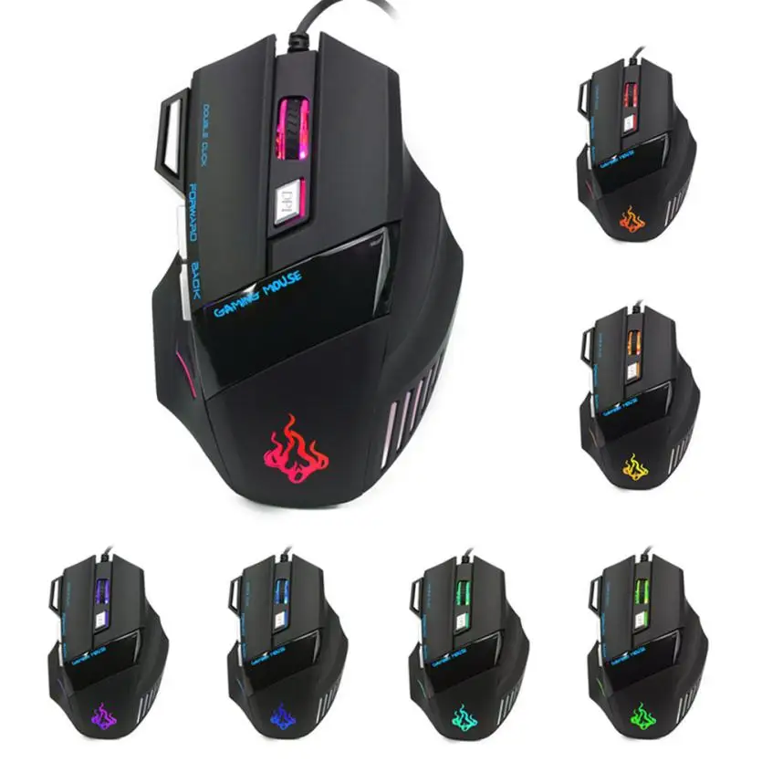 

New 5500 DPI 7 Button LED Optical USB Wired Gaming Mouse Mice For Pro Gamer Cool Computer Mouse l0725 #3