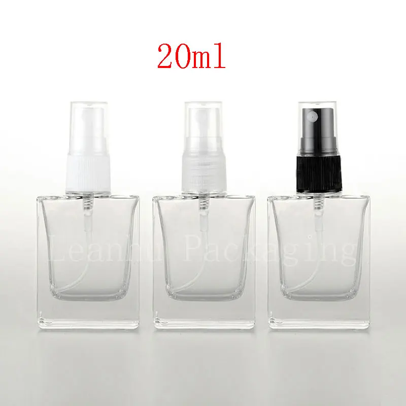 

20ml empty square clear glass perfume bottles with mist atomizer , botella garrafa de spray,refillable spray perfume glass vial