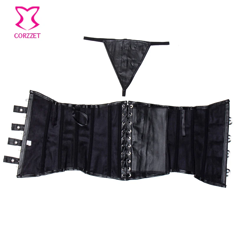 Женский корсет черный кожаный в стиле стимпанк|corsets and bustiers|sexy corsetsteampunk korsett |
