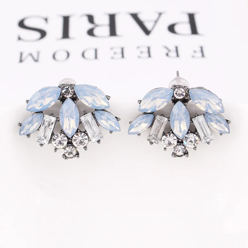 opal light blue LUBOV, Экзотические акриловые серьги в форме капли воды, металлический нагрудник, дизайнерские женские серьги-гвоздики в рождественской тематике, подарки, модное ювелирное изделие - Окраска металла: opal light blue