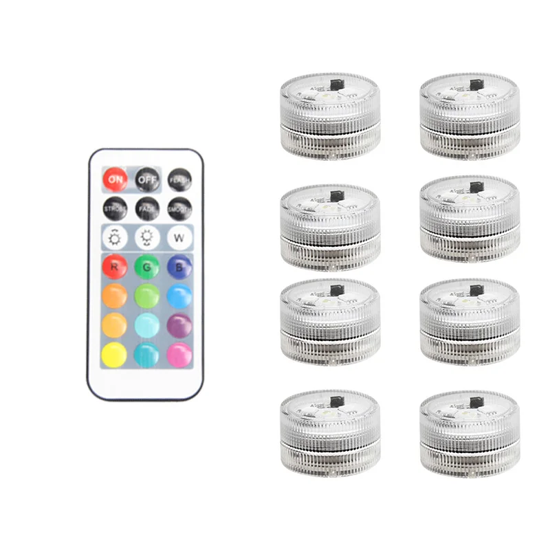 8 light 1 remote IP68 удаленный погружной светильник светодиодный аккумулятор водонепроницаемый бассейн обновление ночной Светильник Декор ваза Свадебная вечеринка праздник празднование - Испускаемый цвет: 8 light 1 remote