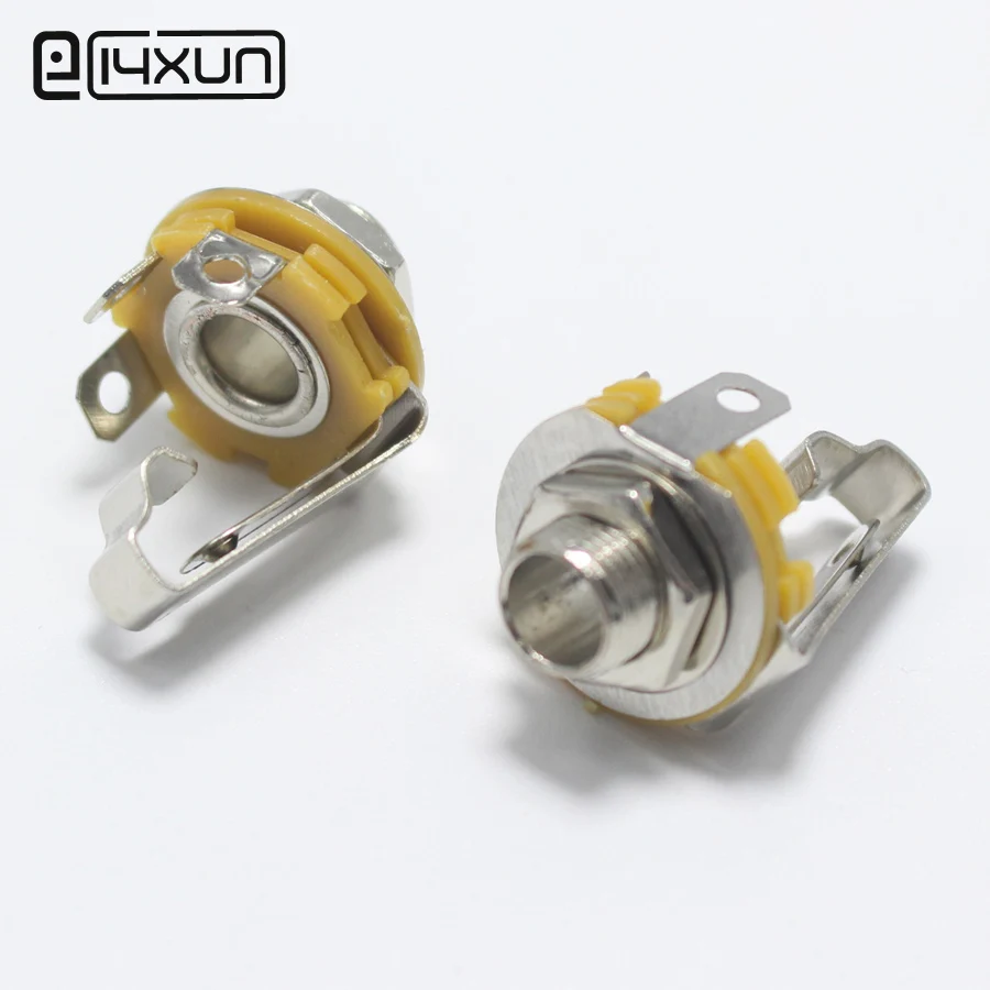 2pcs 6.35mm / 6.5mm 2 Pole Mono Plug jack with Switch Audio Female Connector 6.35 Welding Type Panel Socket | Обустройство дома