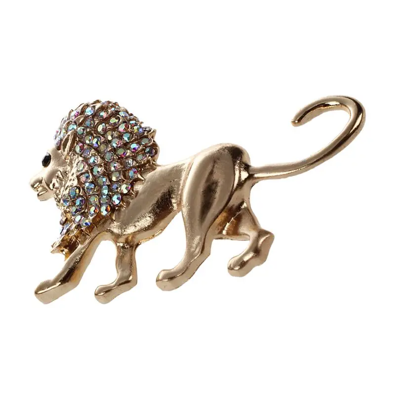 Винтажная Женская/Мужская брошь с кристаллом львом|Броши| |