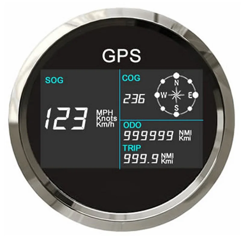 BS Новинка, 7 задних фонарей, 85 мм, для лодки, автомобиля, gps, измеритель скорости, цифровой ЖК-дисплей, датчик скорости, одометр, с gps антенной - Цвет: BS