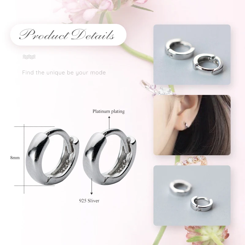 

UMODE Fashion 925 Sterling Silver Huggie Hoop Earrings for Women White Gold Earrings Jewelry Pendientes Mujer Moda ALE0567