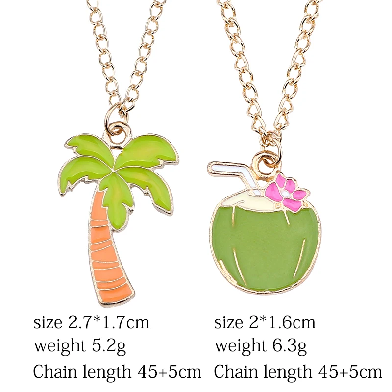 

Fashion Cartoon Coconut Coco Tree Pendant Necklaces Enamel Plants Choker Necklace Beach Charm Pendant Jewelry For Women Girls
