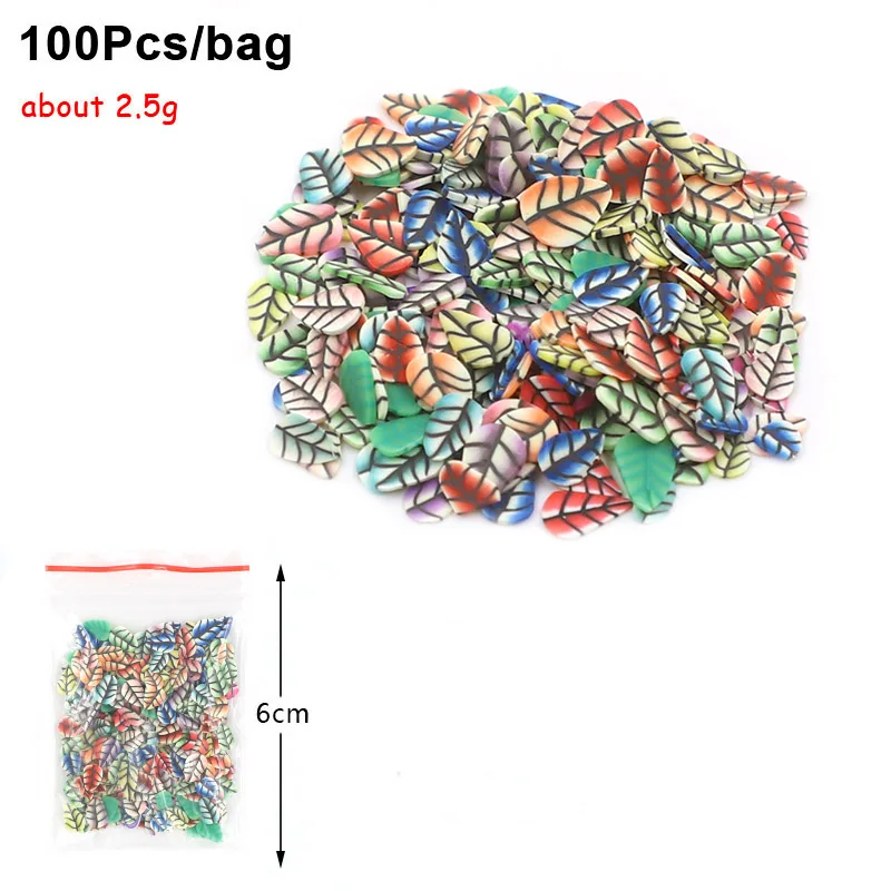 Leaf Slices Дополнение Fimo Ломтики горка подвески для поставки слаймов комплект пушистые слимы фрукты полимер прозрачные клейкие аксессуары шпатлевка глина дизайн ногтей - Цвет: Leaf Slices