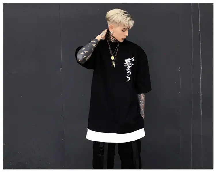 

Ins Network Tide 17ss Series Joint Evil Tee Brand Skateboard Street Fashion Loose Couple Gold Slive Font High Street T-Shirt