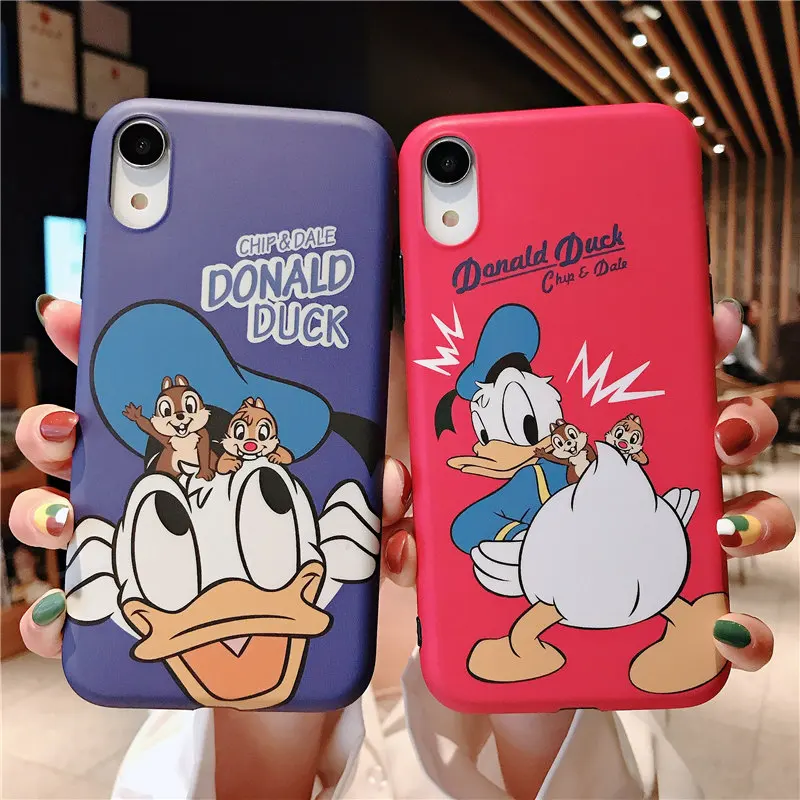 Для пары Дональд Дак Чип и Дейл чехол для iPhone X XS Coque XR Max 6 S плюс 7 8 IMD матовый мягкий