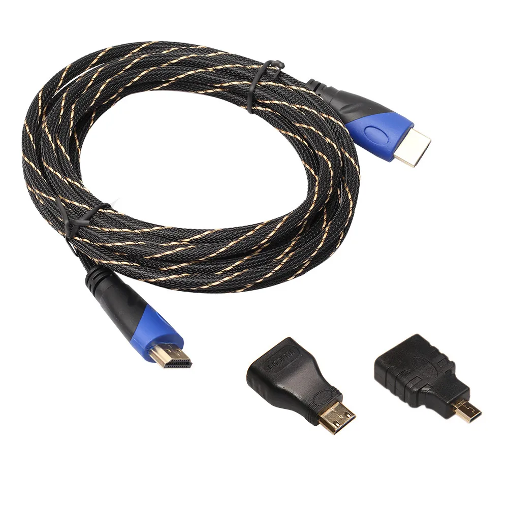 Плетеный HDMI кабель + мини HDMI/Micro HD 3D для планшетных ПК цифровых камер