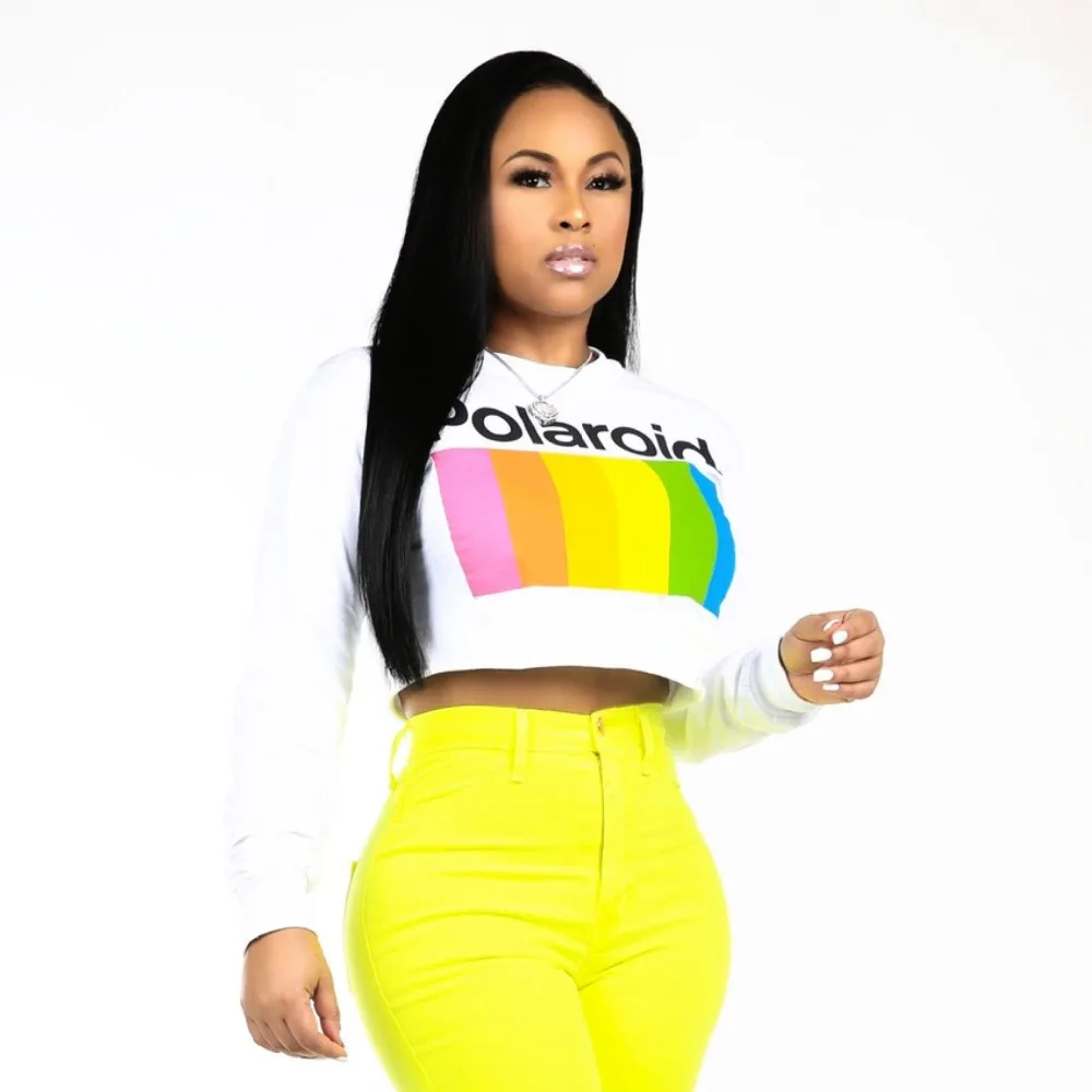 Уличная мода 2020 новинка Женская туника с радужным рисунком футболка длинным