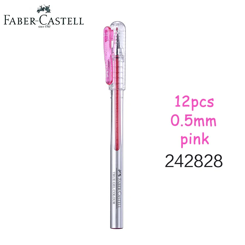 12 шт гелевая ручка Faber Castell True Gel 0,5 мм с Twinball для супер гладкого письма, предотвращает утечку чернил - Цвет: 6 pcs pink