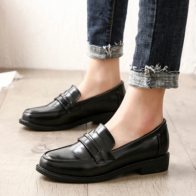 2019 черные британские с бахромой на плоской подошве повседневная женская обувь