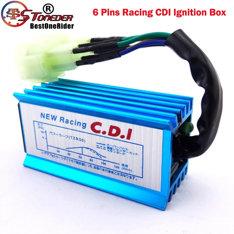STONEDER синий гоночный 6 Pin AC зажигания CDI Коробка для GY6 двигатель 50cc 90cc 110cc 125cc 150cc