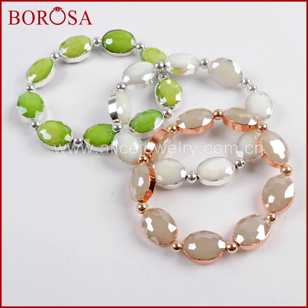 BOROSA 5/10 шт. 6 5 дюймов овальные многообразные Камни посеребренные браслеты