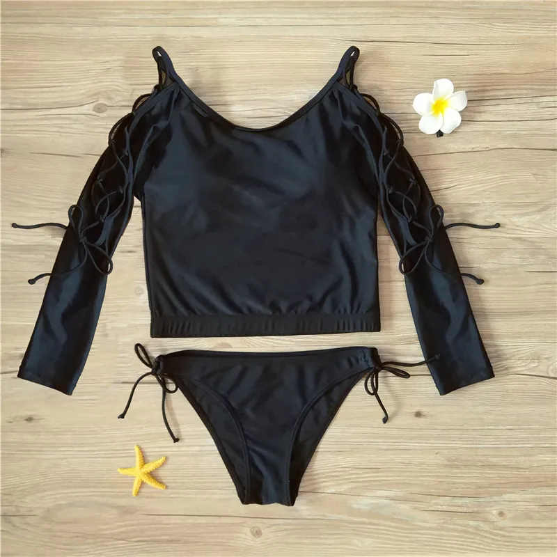 2019 сексуальные женские купальники танкини с длинным рукавом из двух частей