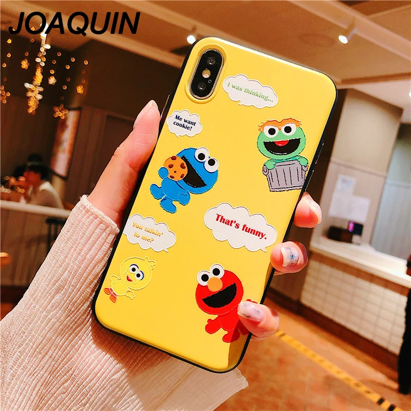 3D Sesame Street Cute Cartoon Relief Soft IMD Case For iPhone 6 6s 7 8 plus 10 X XR XS MAX luxury Phone cover |