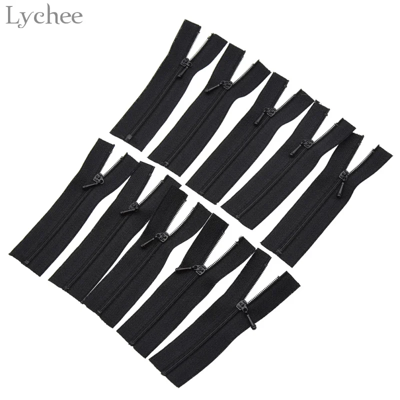 Черный Lychee жизнь 10 шт. Мини молния Кукла одежда молния DIY ручной работы шитье скрапбукинг аксессуар для одежды аппликация - Цвет: Черный